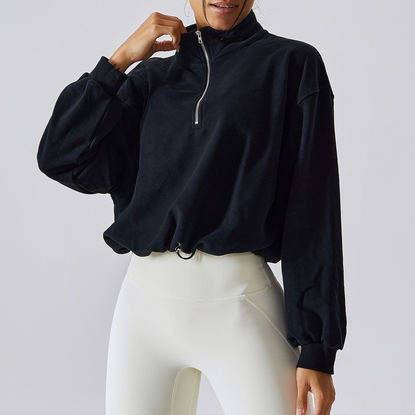 ADRI MOCK-NECK 1/4 ZIP PULLOVER