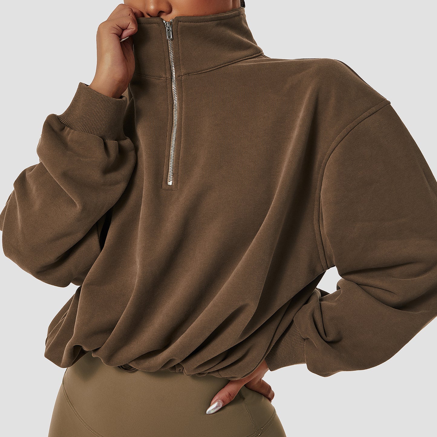 ADRI MOCK-NECK 1/4 ZIP PULLOVER