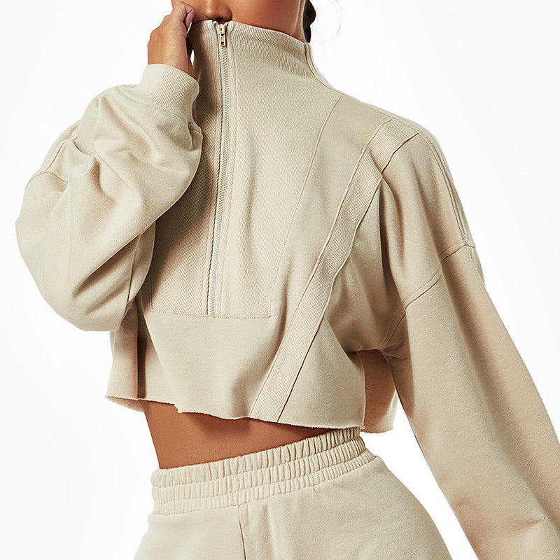 SOL 1/4 ZIP CROPPED PULLOVER