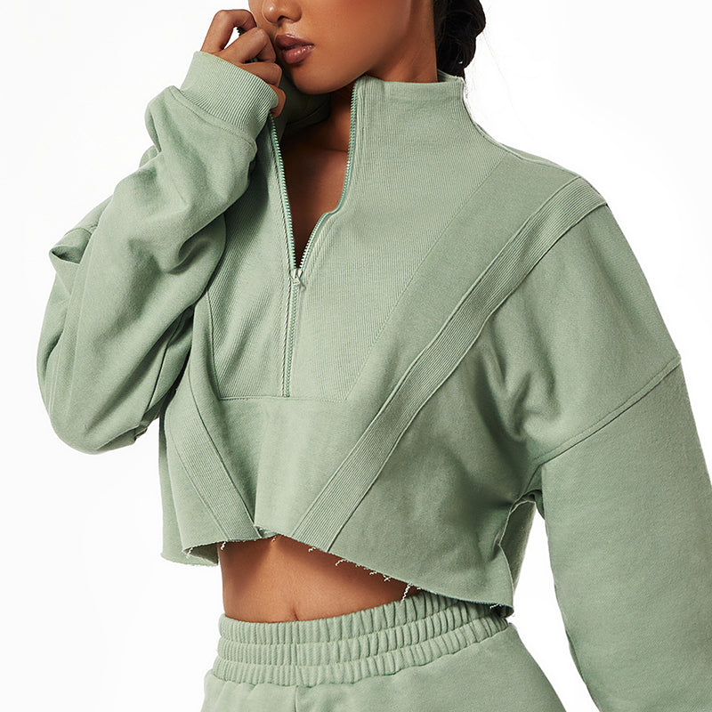 SOL 1/4 ZIP CROPPED PULLOVER