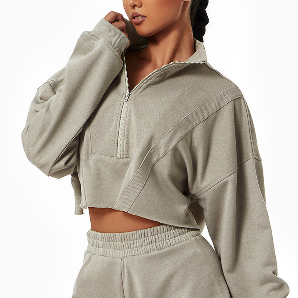 SOL 1/4 ZIP CROPPED PULLOVER