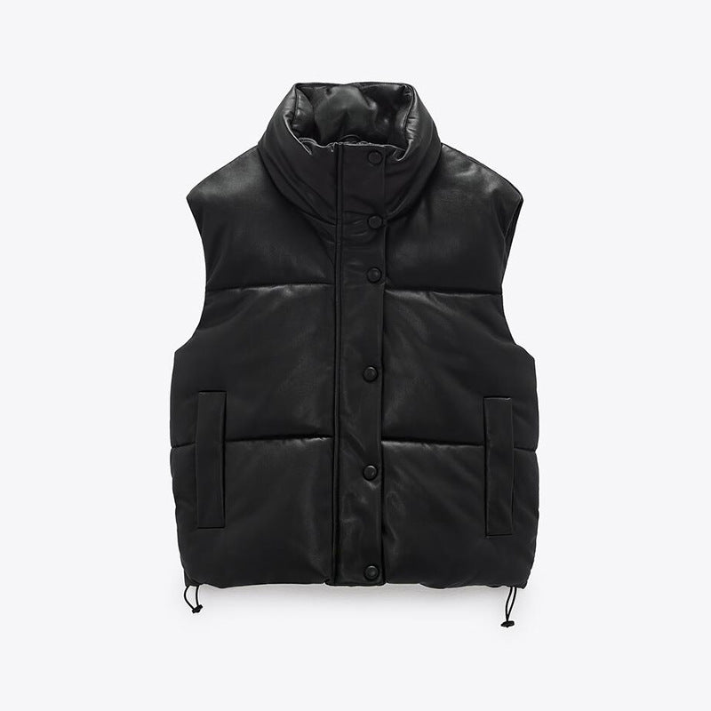 MONICA LEATHER PUFF VEST
