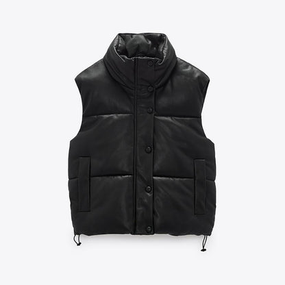 MONICA LEATHER PUFF VEST