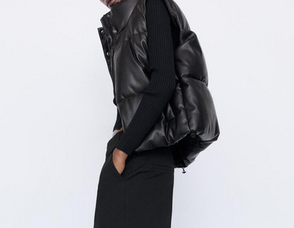 MONICA LEATHER PUFF VEST