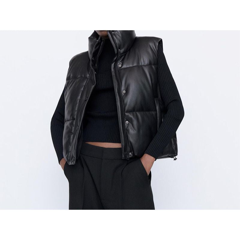 MONICA LEATHER PUFF VEST