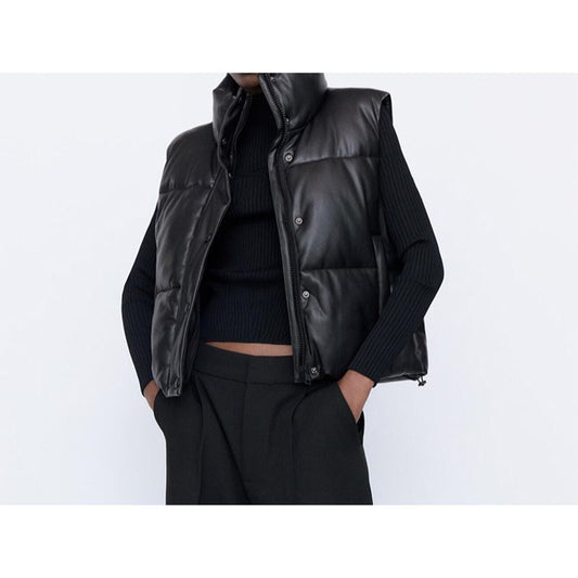 MONICA LEATHER PUFF VEST